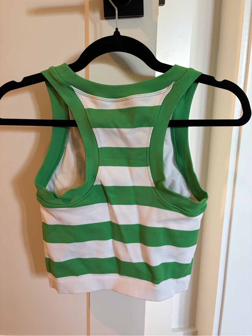 JoyLab Green and White Striped Racerback Crop Tank - Picture 3 of 4